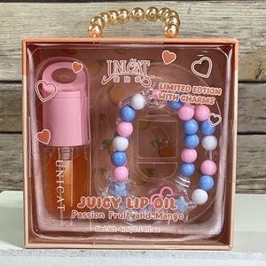 Nica Juicy Lip Oil Set with Pink, Blue, White Beaded Bracelets